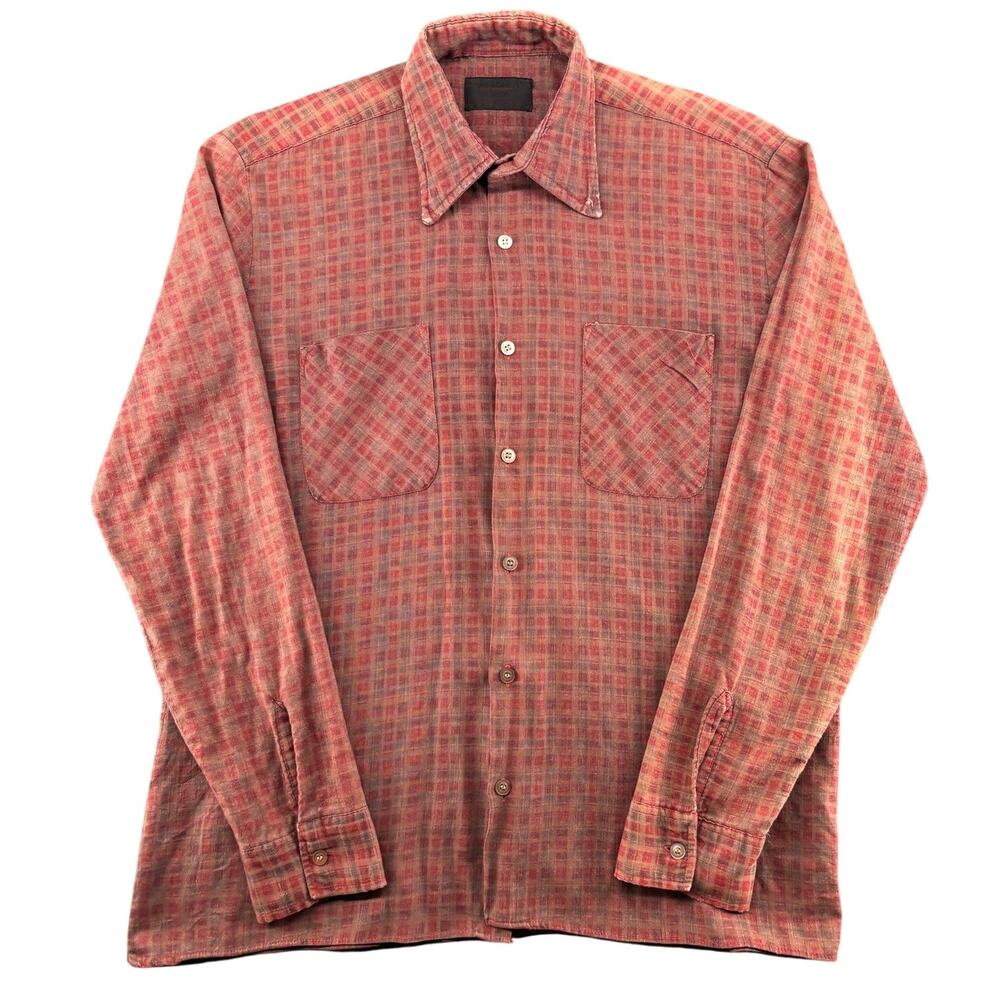 Vintage 60s Van Cort Plaid Cotton Shirt Men's M Retro Lumberjack Flannel
